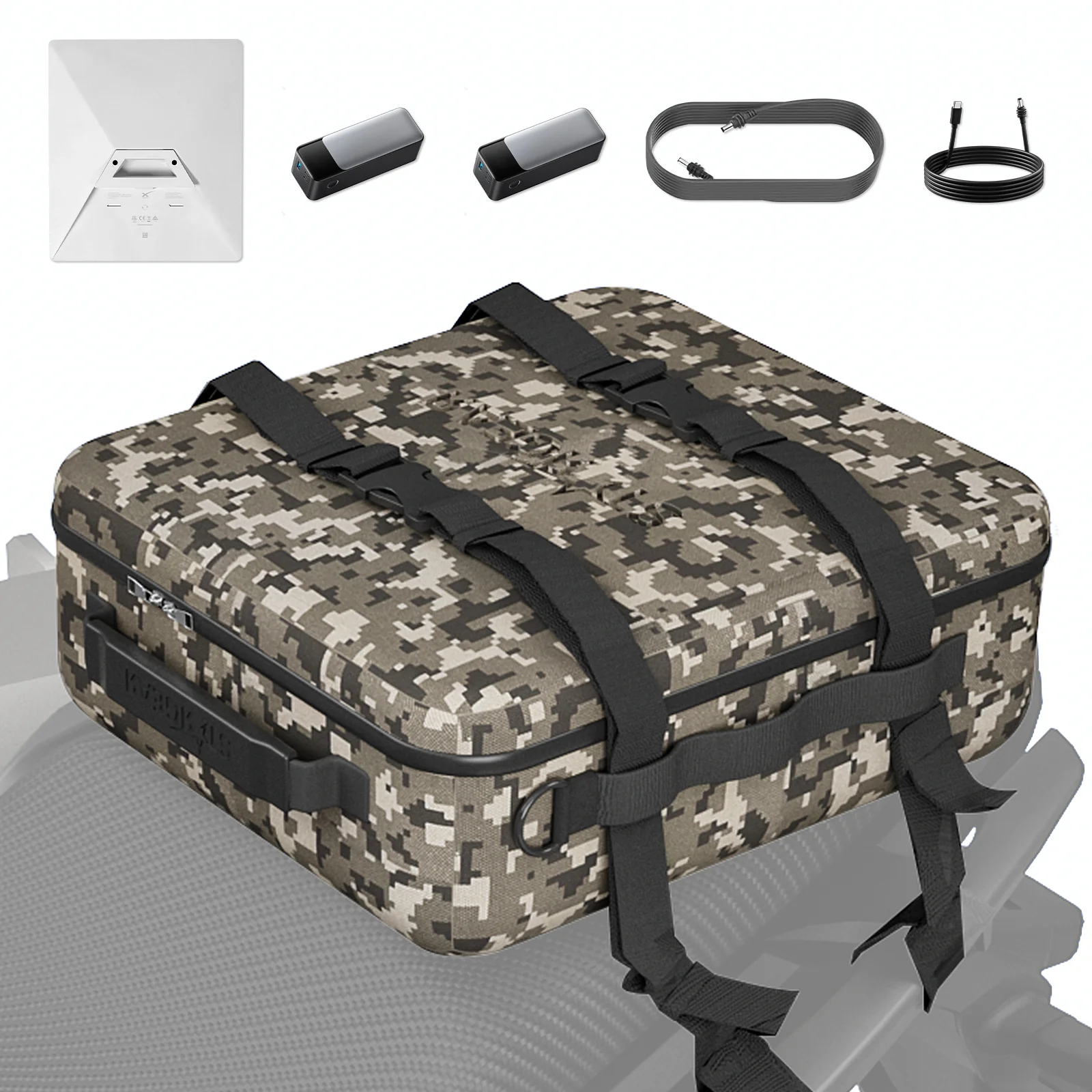 Starlink Mini Case, Waterproof Travel Case with 2 Power Sources Space Compatible with Anker, Motorcycle Tail Bag for Starlink Mini, Kickstand, Pipe Adapter, Cables More – Desert Camo